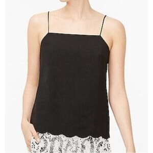 2/$15 J. Crew Scalloped Hem Cami Top Black Lined Spaghetti Strap AK102 Size 0